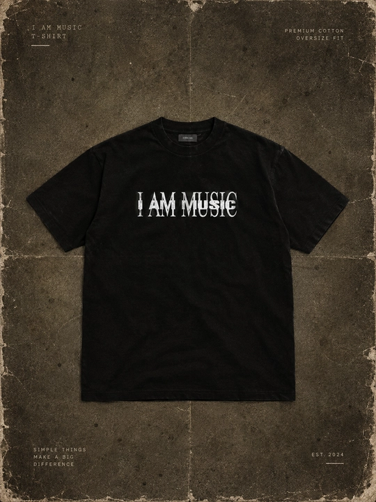 I AM MUSIC bosma naqshli uniseks futbolka, 100% paxtadan