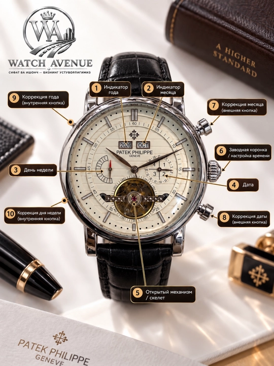 Patek Philippe Complications Automatic Silver — часы с 4 функциями