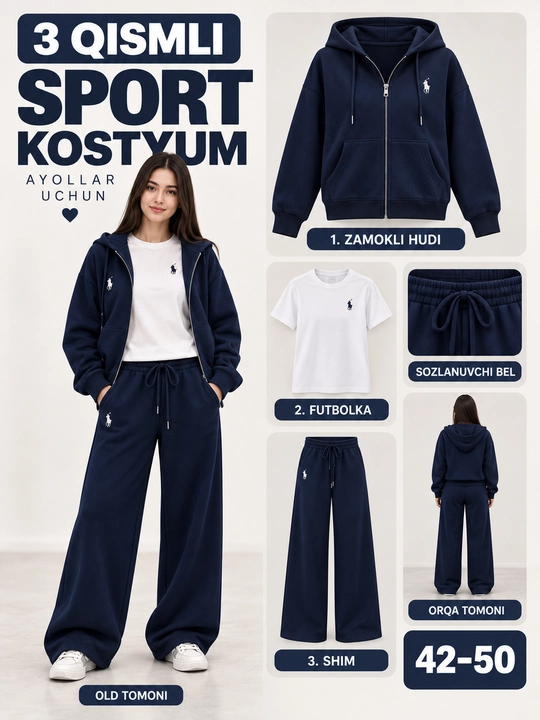 Xudili ayollar sport kostumi, ayollar uchun troyka sport kiyimi, xudili shim va futbolka - 