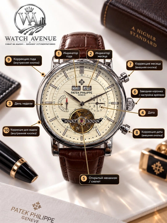 Patek Philippe Complications Automatic Silver — часы с 4 функциями