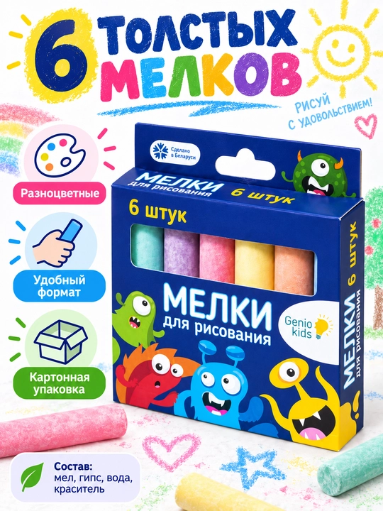 Мелки для рисования, GENIO KIDS-ART