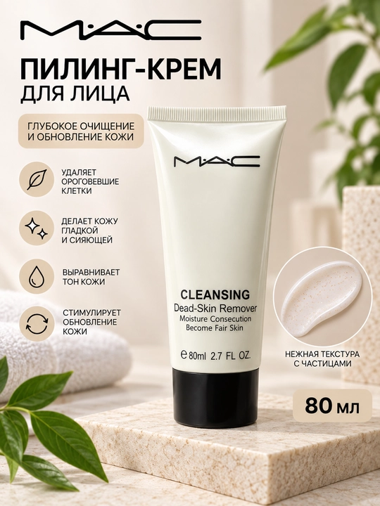 Пилинг-скатка для лица и тела MAC Cleansing, для удаления омертвевших клеток, 80 мл - 