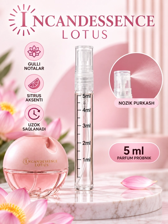 Ayollar uchun parfyumlangan suv: INCANDESSENCE, nafis va yorqin, gulli-mevali atir
