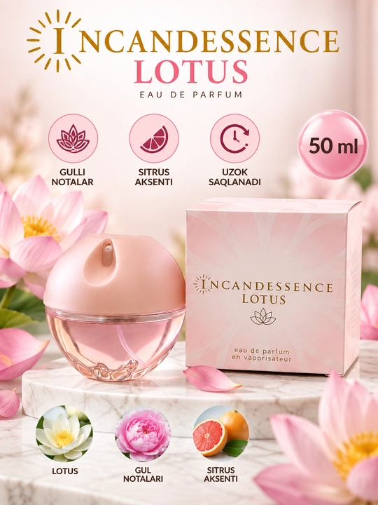 Ayollar uchun parfyumlangan suv: INCANDESSENCE, nafis va yorqin, gulli-mevali atir