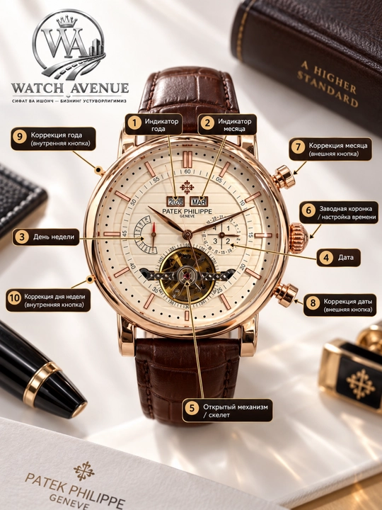 Patek Philippe Complications Automatic Rose Gold— часы с 4 функциями