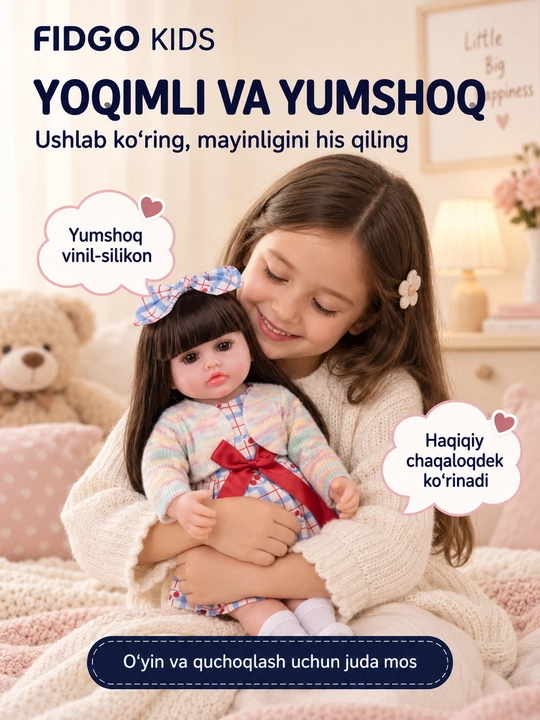 Силиконовая кукла FIDGO, 55 см — говорящая, в подарочной упаковке