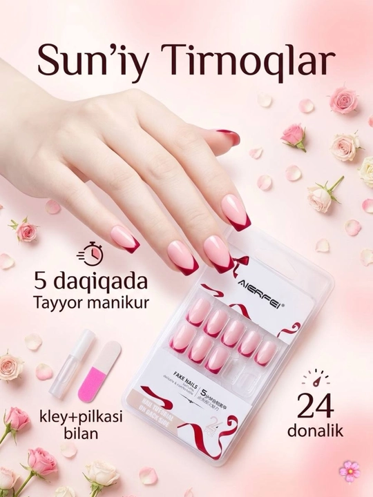 Tirnoqlar, Suniy tirnoq, Ulama tirnoqlar to‘plami, 12 va 24 dona, tirnoq, sun'iy tirnoq