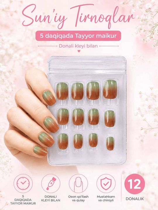 Tirnoqlar, Suniy tirnoq, Ulama tirnoqlar to‘plami, 12 va 24 dona, tirnoq, sun'iy tirnoq