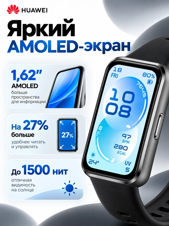 Фитнес браслет HUAWEI Band 11 AMOLED Bluetooth 6.0 14 дней автономности 5ATM