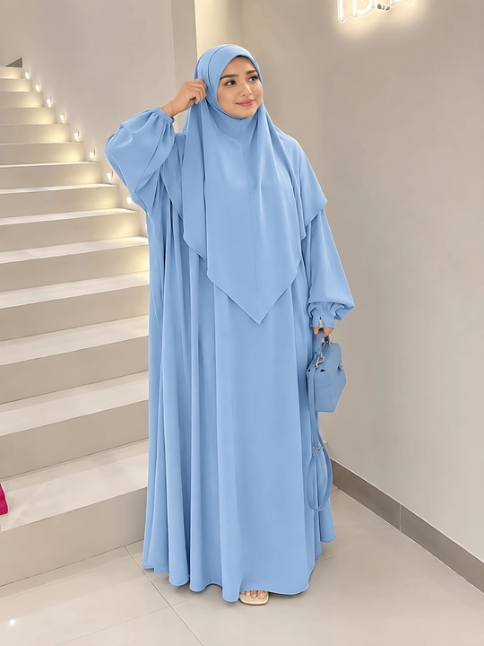 Abaya, ximar, hijobli ko'ylak + himar, umra ziyorati uchun, o'lcham oversayz 42-52