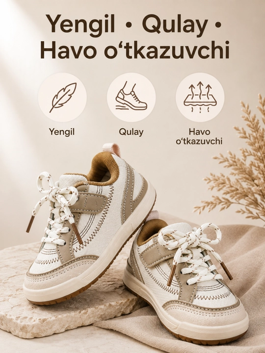 O‘g‘il va qiz bolalar uchun krossovkalar, kuzgi krossovkalar, bolalar uchun 22–26