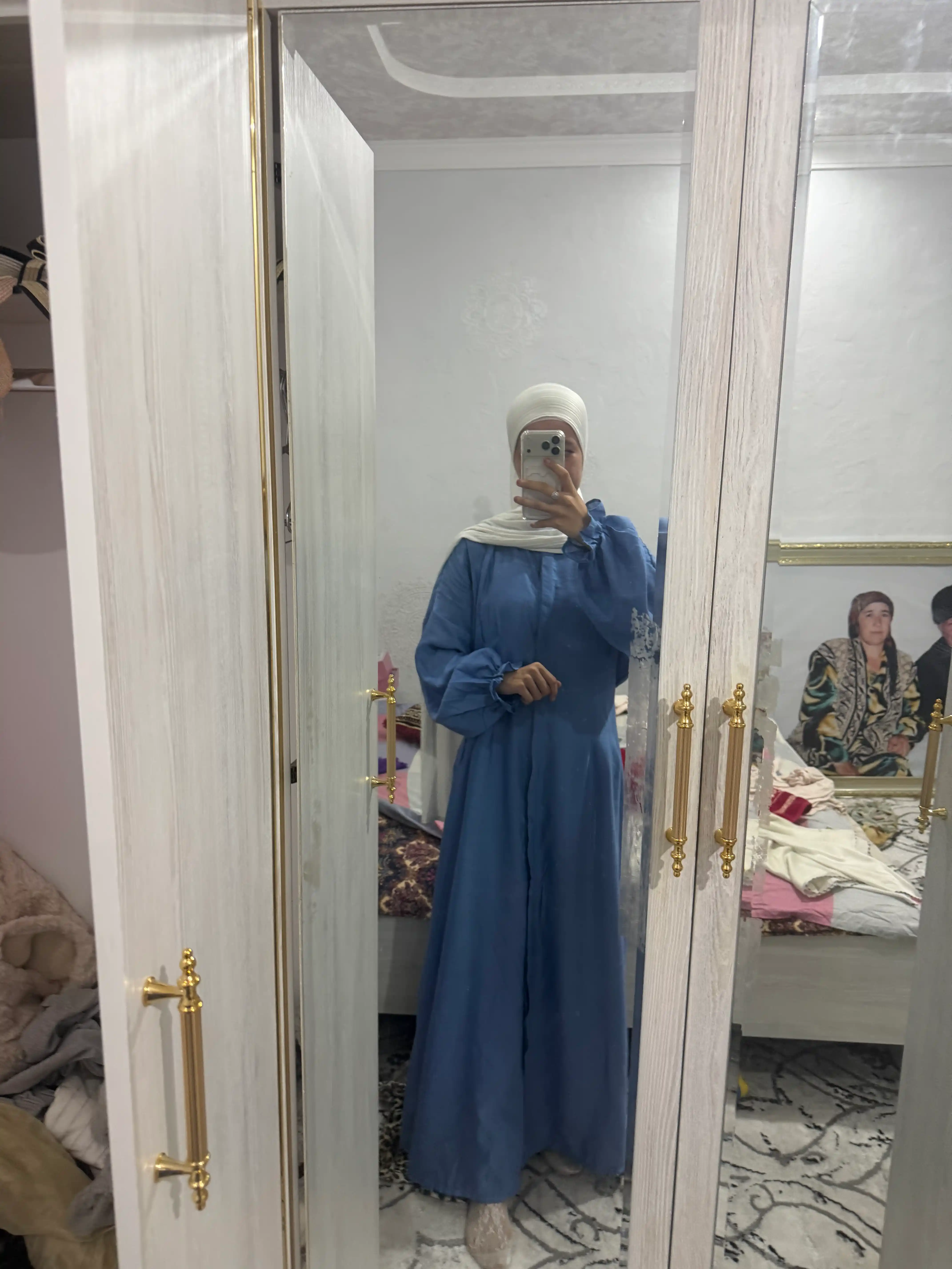 44-50-o‘lchamli, belbog‘li, tugmali ayollar yozgi maksi ko‘ylagi