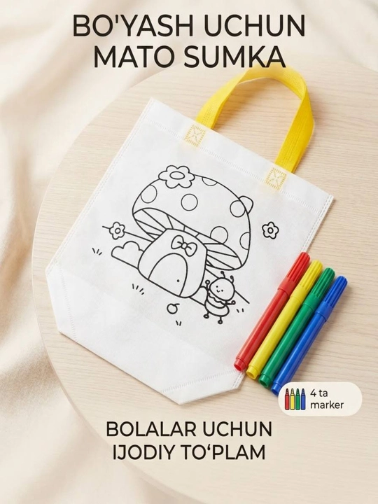 Bolalar uchun bo'yash uchun mato sumka to'plami - 