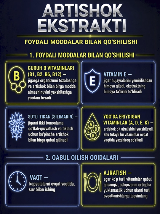 GLS Artishok + B3 vitamini 300 mg, jigar, ovqat hazm qilish va moddalar almashinuvi uchun, 60 kapsula