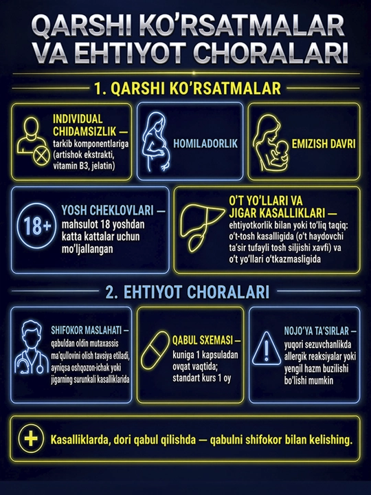 GLS Artishok + B3 vitamini 300 mg, jigar, ovqat hazm qilish va moddalar almashinuvi uchun, 60 kapsula