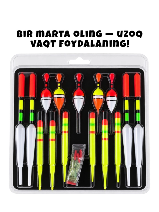 Baliq ovlash uchun 15 dona suzuvchi poplavoklar to‘plami