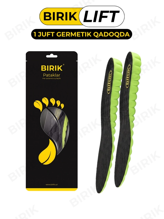 BIRIK LIFT — bo'y oshiruvchi taglik 1.5 / 2.5 / 3.5 sm, yumshoq 4D, nafas oluvchi