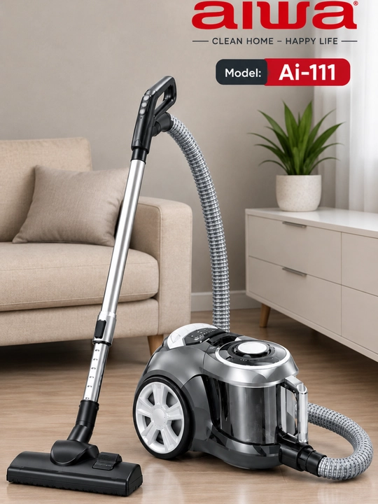 Пылесос AIWA AI-111 для дома контейнерный со шлангом и щеткой для пола черно-серый бытовой