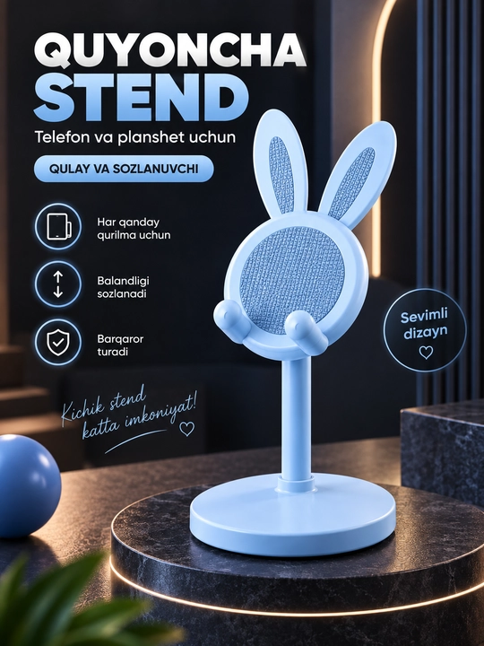 Telefon stendi, planshet stendi, telefon ushlagich, quyoncha stend, stol stend, stol uchun - 