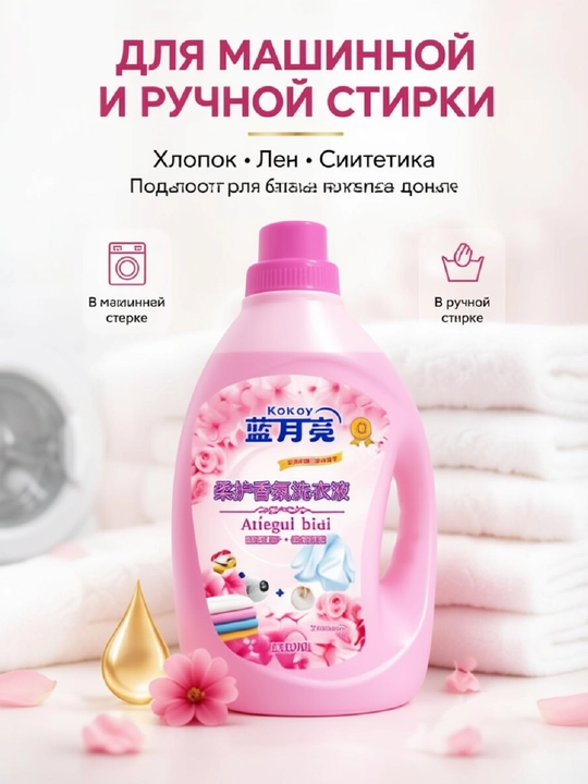 Средство для стирки, глубокая очистка, пятна, долгий аромат, ручная-машинная стирка