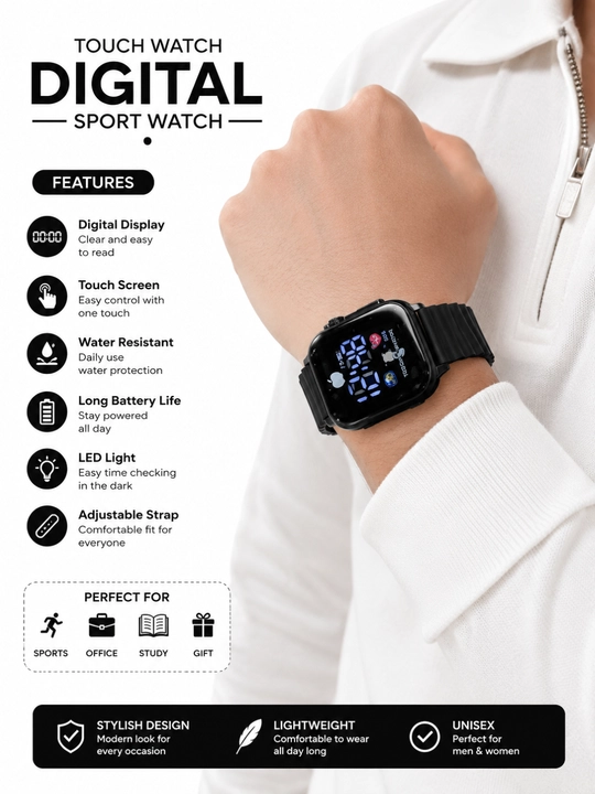 Touch Watch — Elektron raqamli qo‘l soati - 