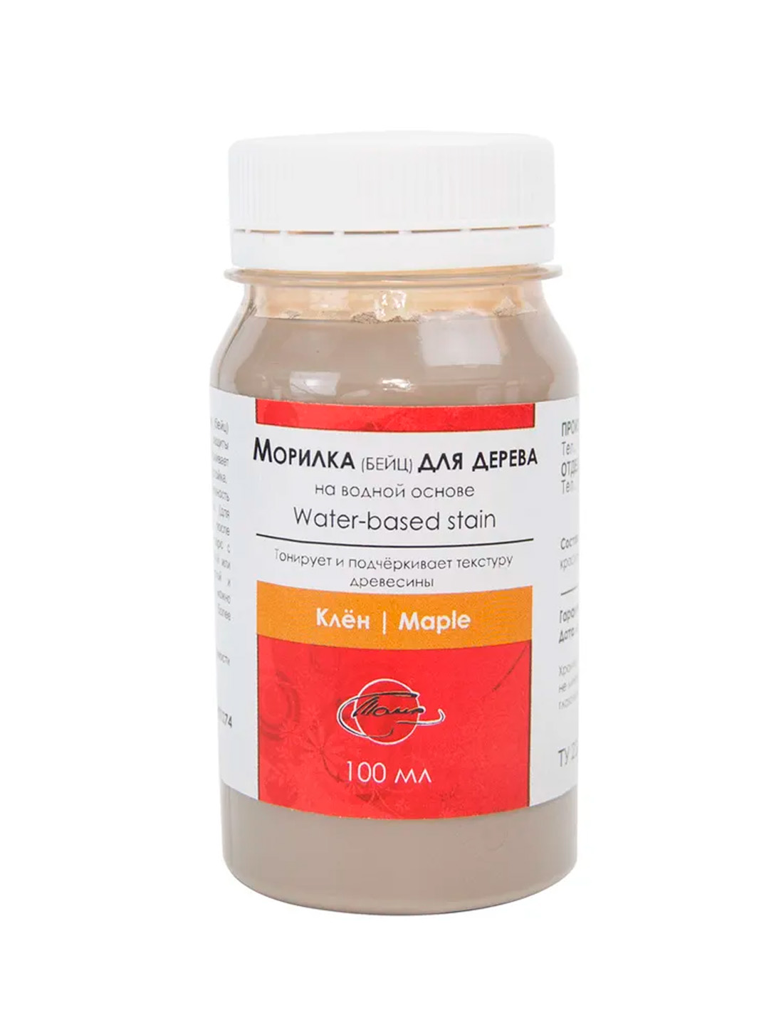 PK TAIR yog‘och uchun suv asosidagi bejirim morilka, 100 ml Mahagon, Sut rang, Xaki