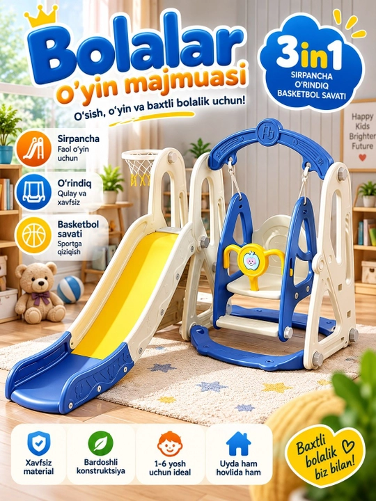 Ko‘p funksiyali bolalar o‘yin majmuasi - 