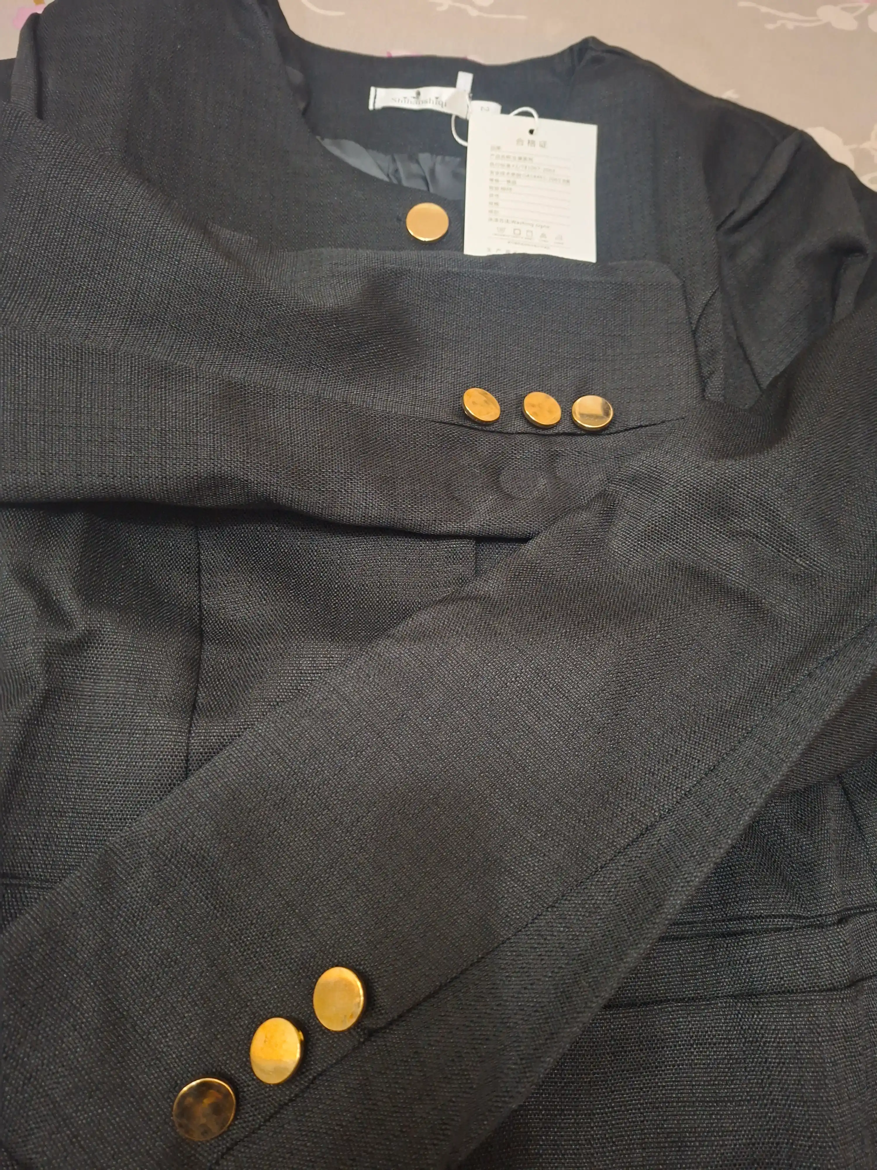 Tvid jaket, klassik pidjak, dumaloq yoqali kostyum, ayollar uchun bahor va kuzgi, L va XL
