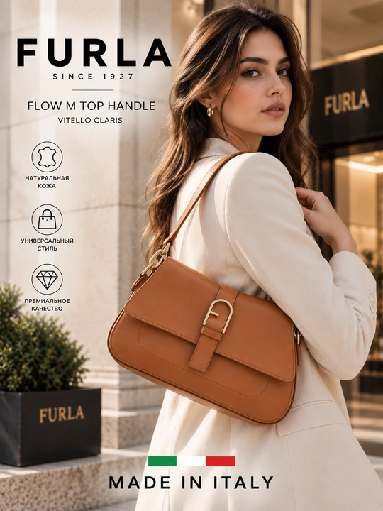 Sumka FURLA FLOW M TOP HANDLE - VITELLO CLARIS