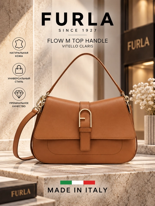 Sumka FURLA FLOW M TOP HANDLE - VITELLO CLARIS - 