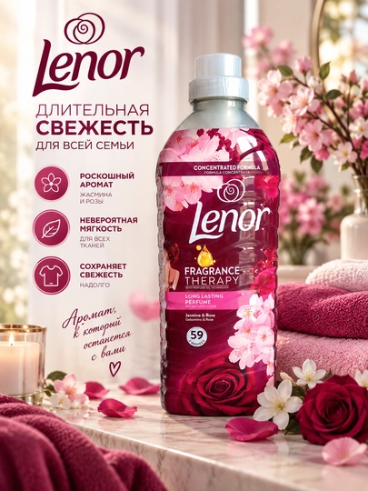 Lenor — kir yuvish uchun konsentrlangan konditsioner, 59 marta yuvish, 1,239 l, 5 xil hid - 