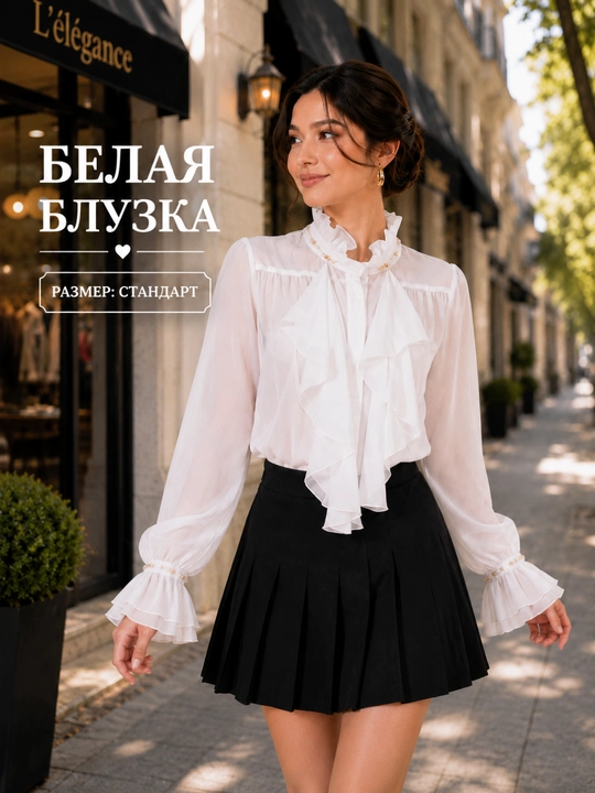 Женская блузка, нарядная кофта, длинный рукав, бордовая и белая, стандартный размер - 