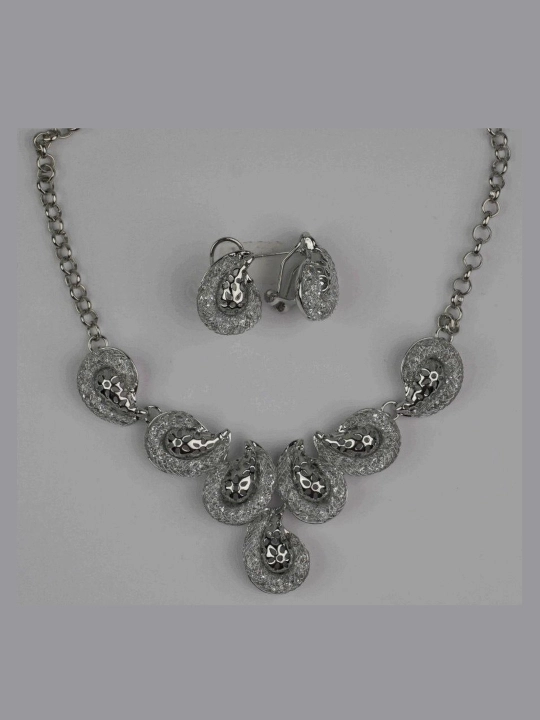 Komplekt mis, oq tilla yugurtirilgan 18 karat, fianit - 