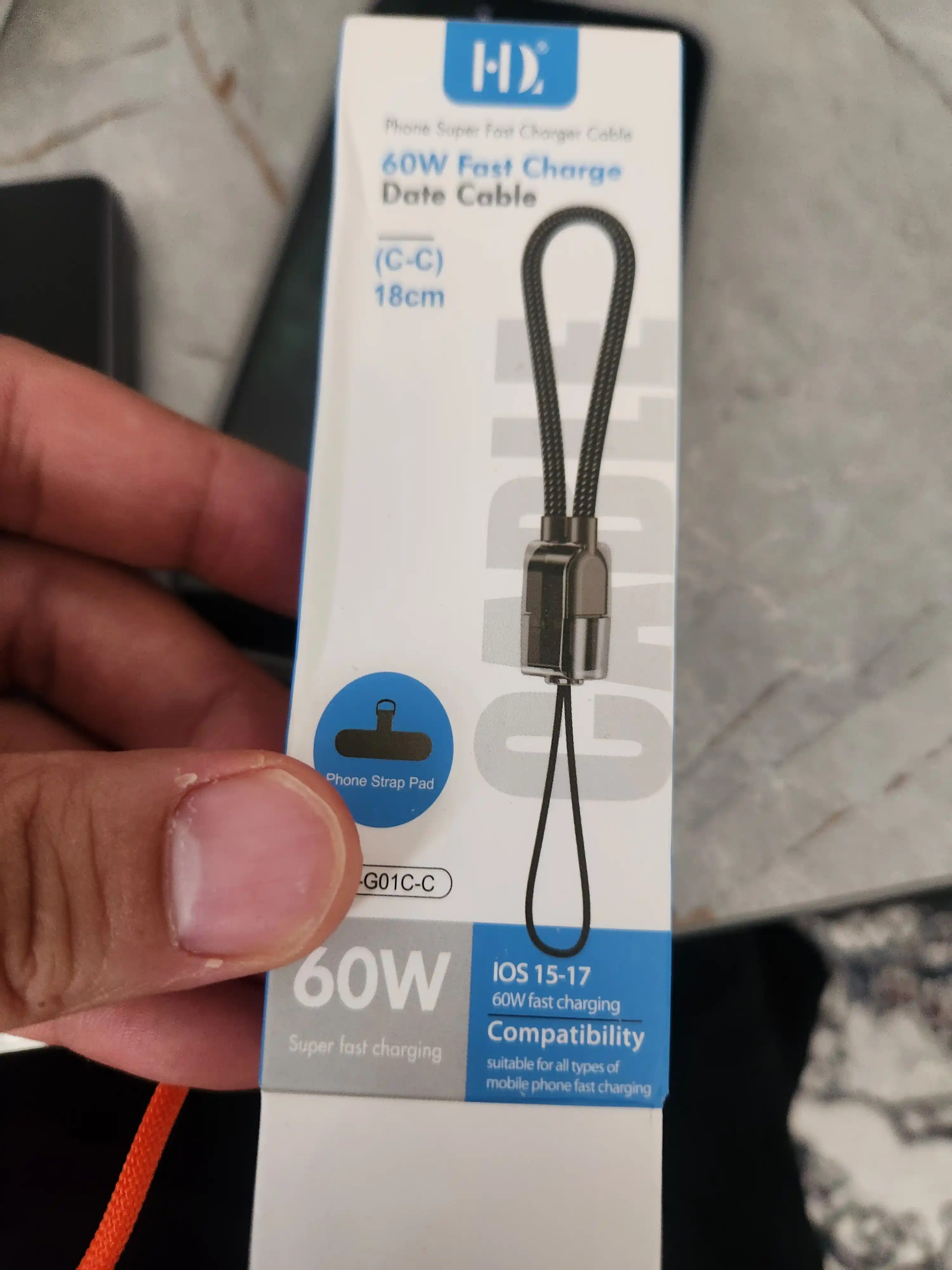Кабель Type-C to Lightning, 60W, быстрая зарядка и передача данных, брелок для телефона