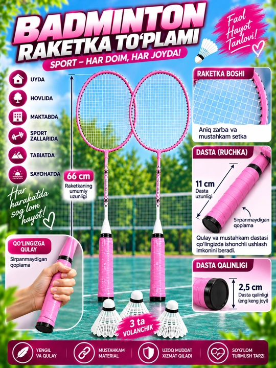 Набор для бадминтона Yonex (2 ракетки + воланы + чехлы)
