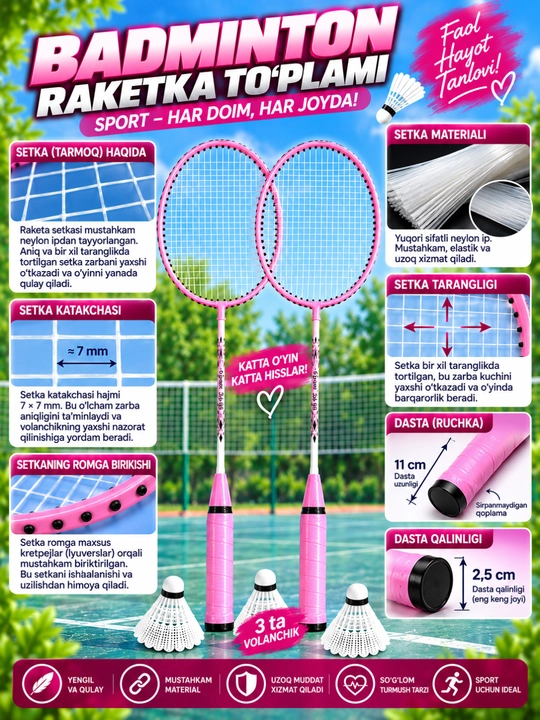 Набор для бадминтона Yonex (2 ракетки + воланы + чехлы)