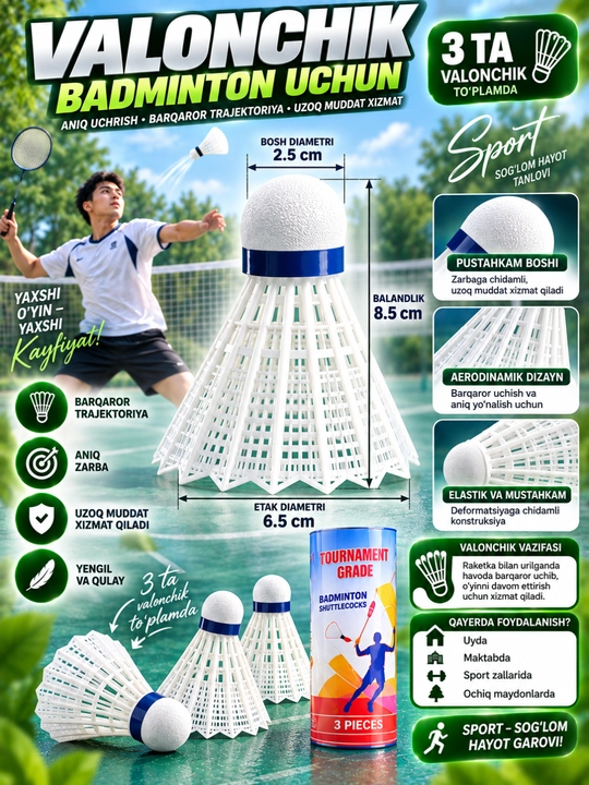 Набор для бадминтона Yonex (2 ракетки + воланы + чехлы)