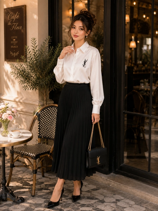 Ayollar oq bluzkasi, uzun yengli, tugmali, standart razmer, 2 xil model