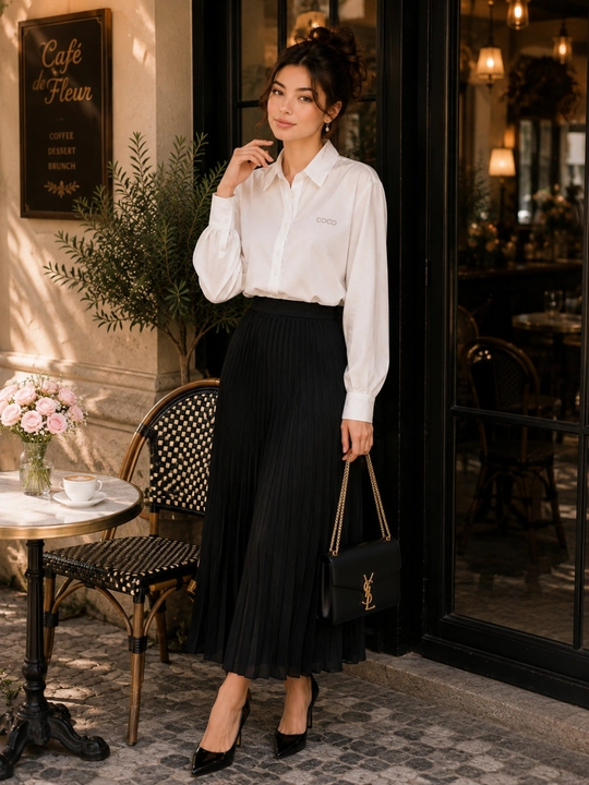 Ayollar oq bluzkasi, uzun yengli, tugmali, standart razmer, 2 xil model