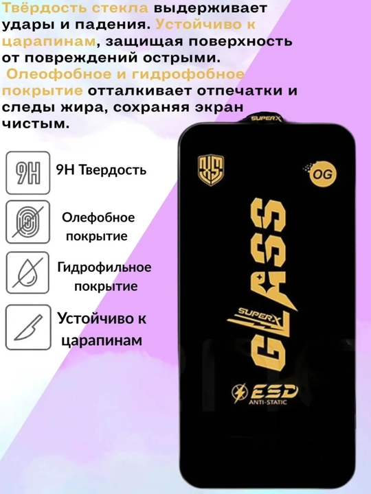 IPhone 11 Pro, 12 Pro, 14 Pro, 15 Pro, himoya oynasi, ekran oynasi, OG Glass, ESD, shisha