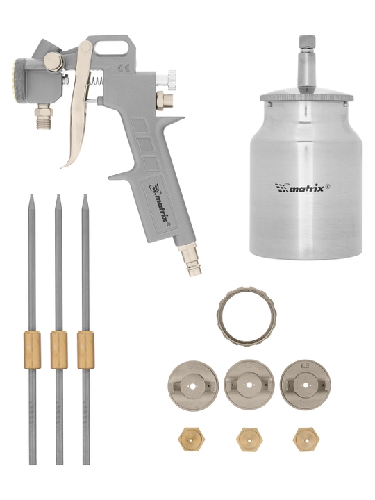 MATRIX bo‘yoq purkagichi, pnevmatik, V 1.0 l, soplolari 1.2, 1.5 va 1.8 mm, 57316