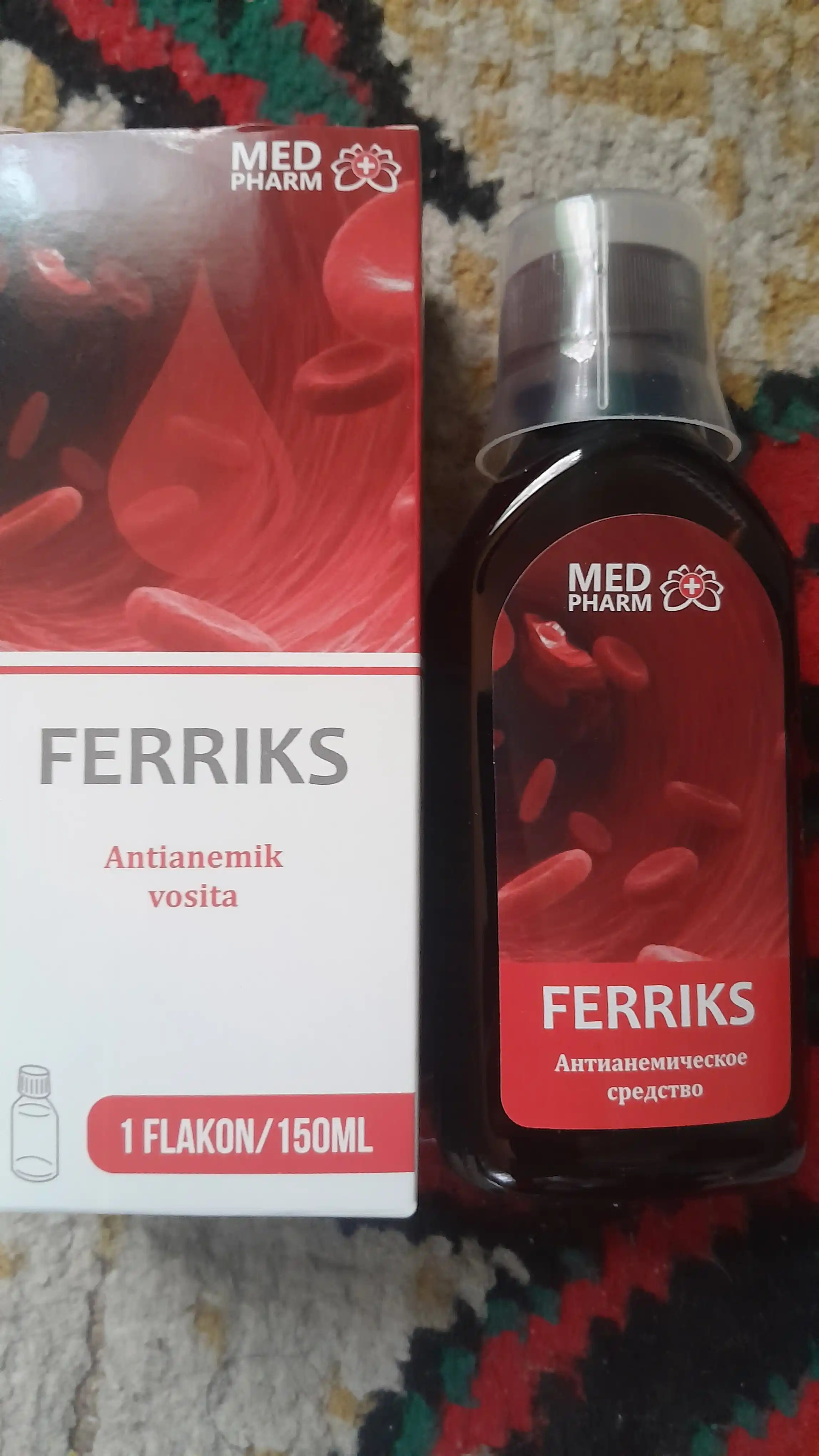 FERRIKS, qon ko‘paytiruvchi, temir va gemoglobin uchun tabiiy o‘simlikli sirop, 150 ml