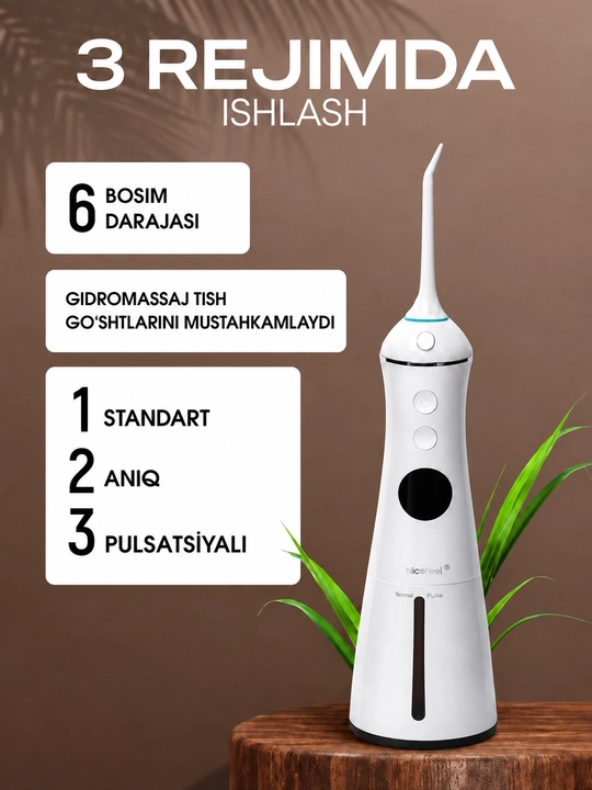 Irrigator va 2 ta 1 ta H2ofloss IPX7 elektr tish cho‘tkasi, yo‘l to‘plami, PD