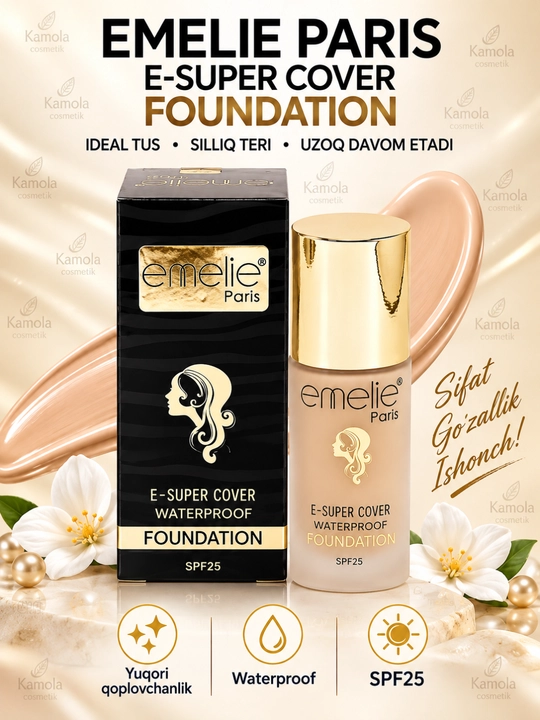 Emelie тональный крем для лица SPF 25, увлажняющий, матовый тон 01 и 02, 45 мл