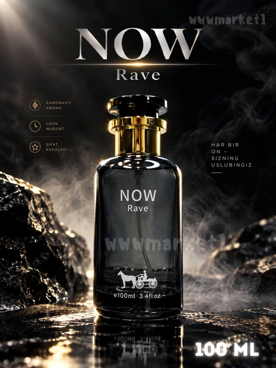 Ayollar va erkaklar uchun Now parfyumlangan suvi, Now Rave Lattafa, atir, 100 ml - 