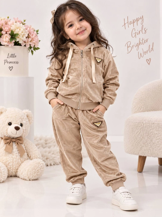Детский костюм для девочки, 2-5 лет, велюровый, розовый, мягкий, модный комплект для дома  - 