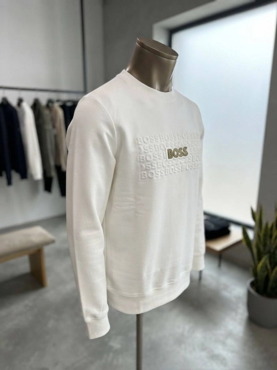 Мужской свитер HUGO BOSS, премиальная хлопковая ткань, белый, Турция
