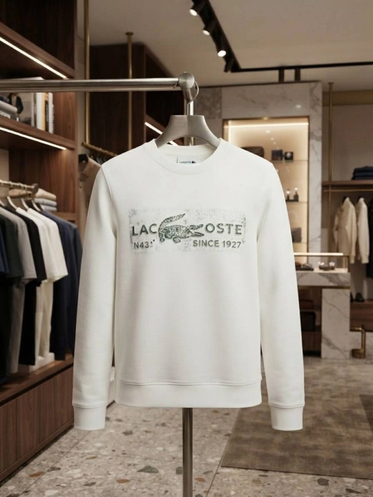 Мужской свитер LACOSTE , премиальная хлопковая ткань, белый, Турция