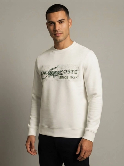 Мужской свитер LACOSTE , премиальная хлопковая ткань, белый, Турция