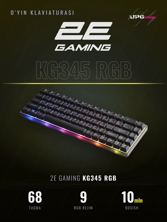 Simli o'yin klaviaturasi 2E Gaming KG345 RGB